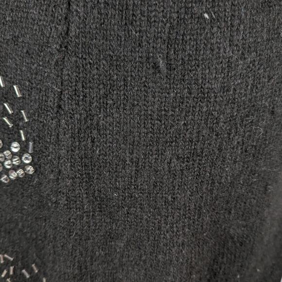 Vintage 90s IB Diffusion Beaded Flames Sweater Size M Black Silk Angora - Picture 10 of 13